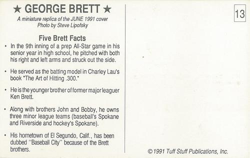 1991 Tuff Stuff Magazine Postcard Inserts #13 George Brett Back