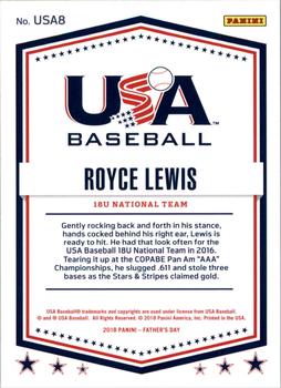 2018 Panini Father's Day - USA Baseball #USA8 Royce Lewis Back