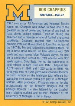 1991 College Classics Michigan Wolverines #NNO Bob Chappuis Back