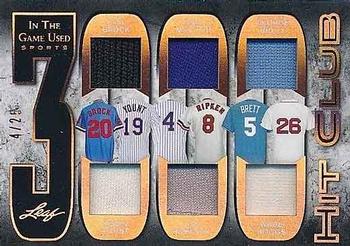 2018 Leaf In The Game Used Sports - 3000 Hit Club Relics #3HC-01 Lou Brock / Robin Yount / Paul Molitor / Cal Ripken Jr. / George Brett / Wade Boggs Front