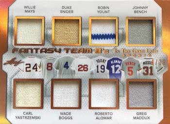 2018 Leaf In The Game Used Sports - Fantasy Team 8s Relics #FT8-04 Willie Mays / Carl Yastrzemski / Duke Snider / Wade Boggs / Robin Yount / Roberto Alomar / Johnny Bench / Greg Maddux Front