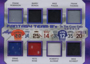 2018 Leaf In The Game Used Sports #FT8-06 Frank Robinson / Ernie Banks / Barry Bonds / Pete Rose / Mike Piazza / Roberto Alomar / Frank Thomas / Mike Schmidt Front