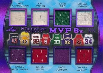 2018 Leaf In The Game Used Sports - MVP 8s Relics Purple Prismatic #MVP8-03 Wilt Chamberlain / Kareem Abdul-Jabbar / Bill Walton / Julius Erving / Larry Bird / Magic Johnson / Michael Jordan / Charles Barkley Front