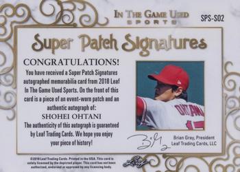 2018 Leaf In The Game Used Sports - Super Patch Signatures Red Prismatic #SPS-SO2 Shohei Ohtani Back