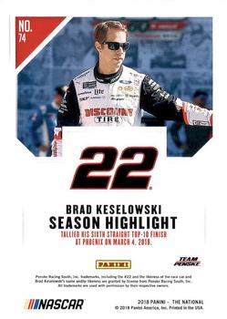 2018 Panini National Convention #74 Brad Keselowski Back