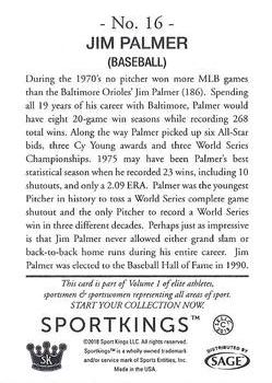 2018 Sportkings #16 Jim Palmer Back