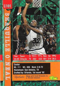 1996 Classic Visions Signings Update #U101 Shaquille O'Neal Back