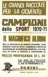 1970 Panini Campioni Dello Sport #340 Giovanni Liverzani Back