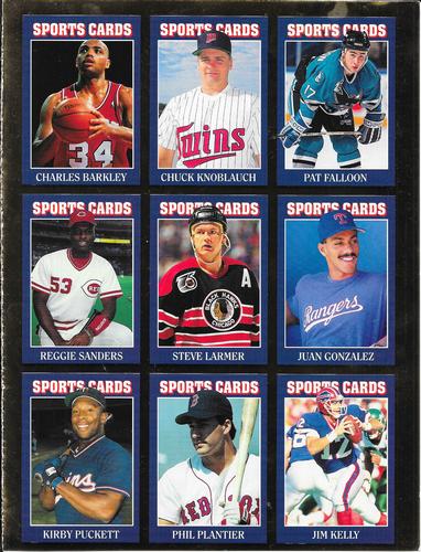 1991 Allan Kaye's Sports Cards News Magazine - Panels Standard-Sized 1992 #1 - 9 Pat Falloon / Chuck Knoblauch / Charles Barkley / Juan Gonzalez / Steve Larmer / Reggie Sanders / Jim Kelly / Phil Plantier / Kirby Puckett Front