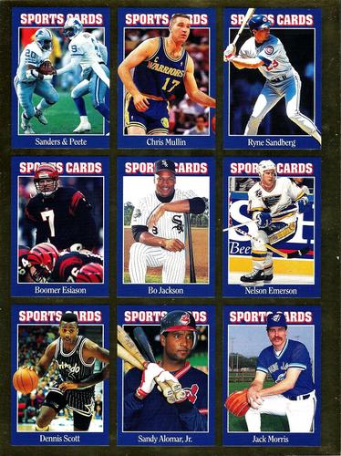 1991 Allan Kaye's Sports Cards News Magazine - Panels Standard-Sized 1992 #100 - 108 Ryne Sandberg / Chris Mullin / Barry Sanders / Rodney Peete / Nelson Emerson / Bo Jackson / Boomer Esiason / Jack Morris / Sandy Alomar Jr. / Dennis Scott Front