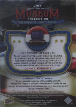 2019 Upper Deck Goodwin Champions - Museum Collection JFK Presidential Legacy Relics #JFK-1 Getting Elected as President Back