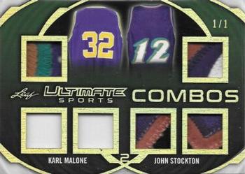 2019 Leaf Ultimate Sports - Ultimate Combos Relics Gold #UC-03 Karl Malone / John Stockton Front