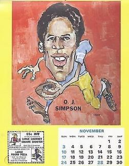 1974 Little Caesars Sports Calendar #NNO O.J. Simpson Front