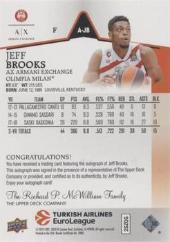 2019 Upper Deck Goodwin Champions - Turkish Airlines EuroLeague Autographs #A-JB Jeff Brooks Back