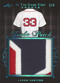 2019 Leaf In the Game Used - Jumbo Patch Relics Platinum Blue #JP-JV Jason Varitek Front