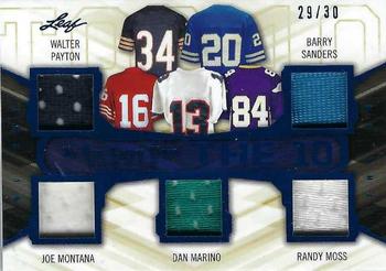 2019 Leaf In the Game Used - The 10 Relics #T10-05 Walter Payton / Barry Sanders / Joe Montana / Dan Marino / Randy Moss / Michael Irvin / Brett Favre / Emmitt Smith / Lawrence Taylor / Bruce Smith Front