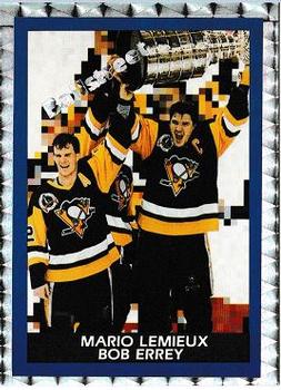 1991 Ballstreet Silver Prism Foil Promo #NNO Mario Lemieux / Bob Errey Front