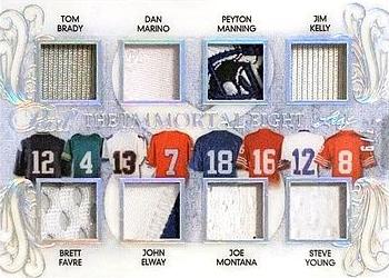 2018-19 Leaf Pearl - The Immortal 8 Relics #TIE-05 Tom Brady / Brett Favre / Dan Marino / John Elway / Peyton Manning / Joe Montana / Jim Kelly / Steve Young Front