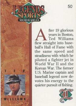 1993 Legends Sports Memorabilia #50 Ted Williams Back
