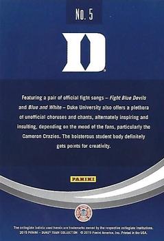 2015 Panini Duke Blue Devils - Black #5 Fight Song Back