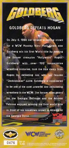 1998 Commemorative Ticket #NNO Goldberg WCW World Heavyweight Champion Back