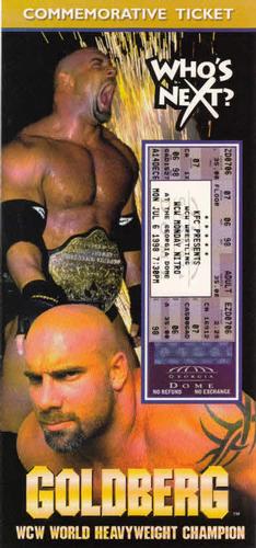 1998 Commemorative Ticket #NNO Goldberg WCW World Heavyweight Champion Front