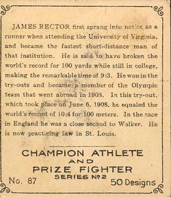 1910 Champion Athletes (C52) #87 James Rector Back