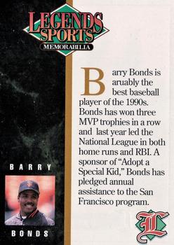 1994 Legends Sports Memorabilia #NNO Barry Bonds Back
