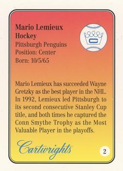 1992 Cartwrights Players Choice #2 Mario Lemieux Back