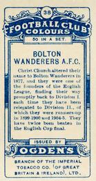 1906 Ogden's Football Club Colours #38 Bolton Wanderers Back