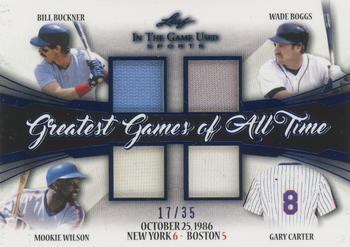 2020 Leaf In The Game Used Sports - Greatest Games of All-Time Relics Navy Blue Foil #GGAT-05 Bill Buckner / Wade Boggs / Mookie Wilson / Gary Carter Front