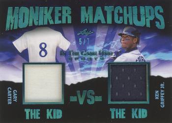 2020 Leaf In The Game Used Sports - Moniker Matchups Relics Platinum Blue Spectrum Foil #MM-21 Gary Carter / Ken Griffey Jr. Front