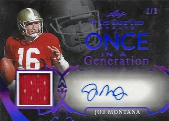 2020 Leaf In The Game Used Sports - Once in a Generation Autographs Purple Spectrum Foil #OG-JM1 Joe Montana Front