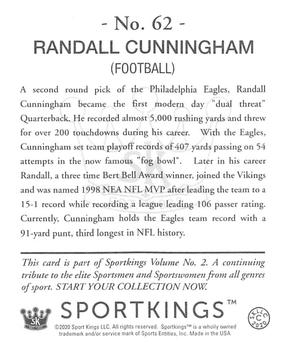2021 Sportkings Volume 2 - Retail Mini (Black Back) #62 Randall Cunningham Back