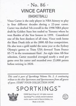 2021 Sportkings Volume 2 - Blue (Retail) #86 Vince Carter Back