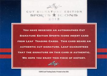 2012 Leaf Sports Icons Cut Signature Edition #NNO Harmon Killebrew Back