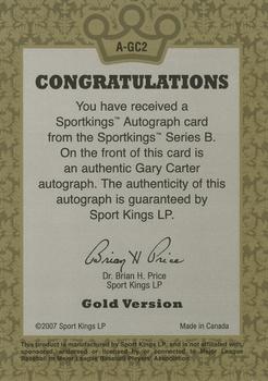 2008 Sportkings Series B - Autograph Gold #A-GC2 Gary Carter Back