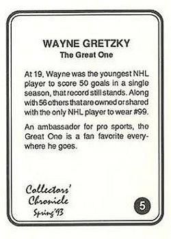1993 Collectors' Chronicle #5 Wayne Gretzky Back