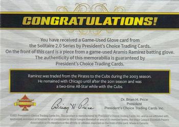 2021 President's Choice Solitaire 2.0 - Game-Used Glove Gold #NNO Aramis Ramirez Back