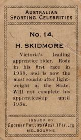 1932 Godfrey Phillips Australian Sporting Celebrities #14 Harold Skidmore Back