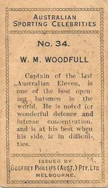 1932 Godfrey Phillips Australian Sporting Celebrities #34 Bill Woodfull Back