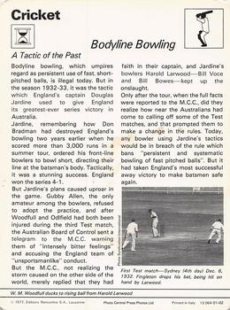 1977-80 Sportscaster Series 1 (UK) #01-02 Bodyline Bowling Back