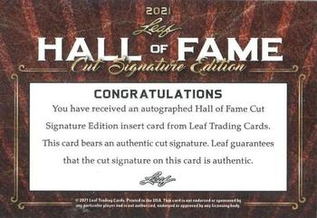 2021 Leaf Hall of Fame Cut Signature Edition #NNO Y.A. Tittle Back