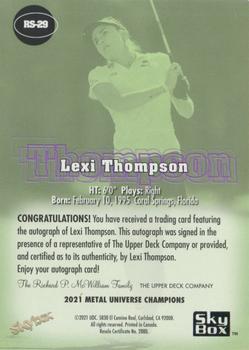 2021 SkyBox Metal Universe Champions - Skybox Premium 1997-98 Retro Star Rubies Autographs #RS-29 Lexi Thompson Back