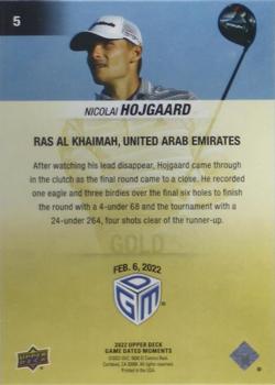 2022 Upper Deck Game Dated Moments - Gold #5 Nicolai Hojgaard Back