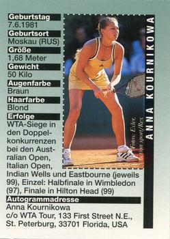 1999 Bravo Sport Magazine 'Champion Cards' #NNO Anna Kournikova Back