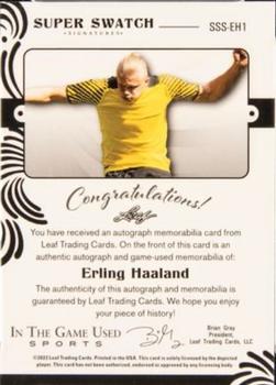 2022 Leaf In The Game Used Sports - Super Swatch Signatures Silver #SSS-EH1 Erling Haaland Back