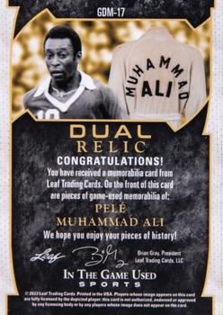 2022 Leaf In The Game Used Sports - Game Used Dual Memorabilia Bronze #GDM-17 Pelé / Muhammad Ali Back