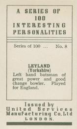 1935 United Services Interesting Personalities #8 Maurice Leyland Back