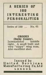 1935 United Services Interesting Personalities #61 Sammy Crooks Back